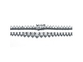 Clear Cubic Zirconia, Rhodium Plated over Brass Graduated Tennis Chain Necklace