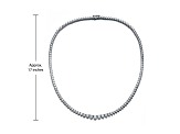 Clear Cubic Zirconia, Rhodium Plated over Brass Graduated Tennis Chain Necklace