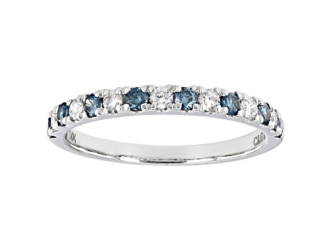 Blue And White Lab-Grown Diamond 14kt White Gold Ring 0.50ctw
