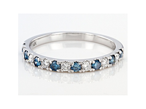 Blue And White Lab-Grown Diamond 14kt White Gold Ring 0.50ctw