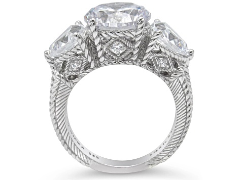 Judith Ripka Bella Luce® Diamond Simulant Rhodium Over Sterling Silver 3-Stone Ring 6.60ctw