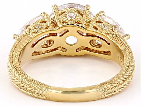Judith Ripka Bella Luce® Diamond Simulant 14K Yellow Gold Clad 3-Stone Ring 6.60ctw