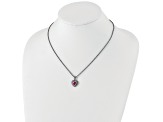 Sterling Silver Antiqued with 14K Accent 8mm Created Pink Sapphire Necklace