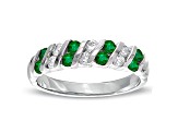 0.64ctw Emerald and Diamond Band Ring in 14k White Gold