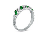 0.64ctw Emerald and Diamond Band Ring in 14k White Gold