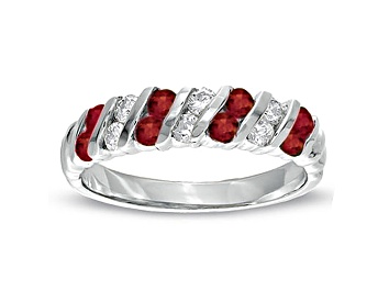 Picture of 0.80ctw Ruby and Diamond Band Ring in 14k White Gold