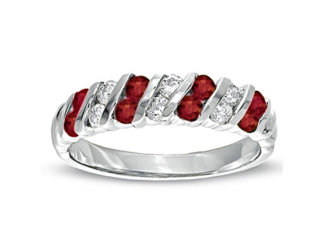 0.80ctw Ruby and Diamond Band Ring in 14k White Gold