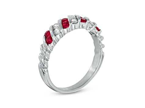 0.80ctw Ruby and Diamond Band Ring in 14k White Gold