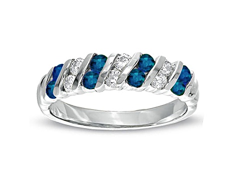 0.80ctw Sapphire and Diamond Band Ring in 14k White Gold - 13NQ1C | JTV.com