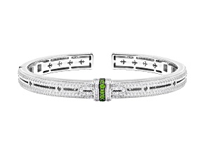 Judith Ripka 0.30ctw Chrome Diopside and 3.85ctw Bella Luce® Rhodium Over Sterling Silver Bracelet