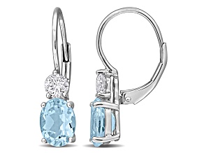3.80ctw Blue Topaz and Created White Sapphire Earrings in Sterling Silver