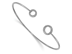 14K White Gold Lab Grown Diamond Circles Flexible Cuff Bangle