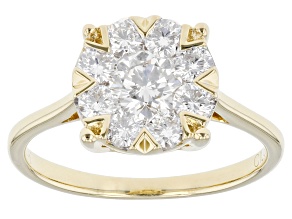 Round white lab-grown diamond, 14kt yellow gold ring 1.00ctw