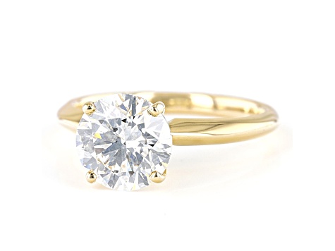 Round White Lab-Grown Diamond 14kt Yellow Gold Knife Edge Solitaire Ring 2.50ctw