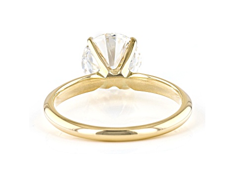 Round White Lab-Grown Diamond 14kt Yellow Gold Knife Edge Solitaire Ring 2.50ctw