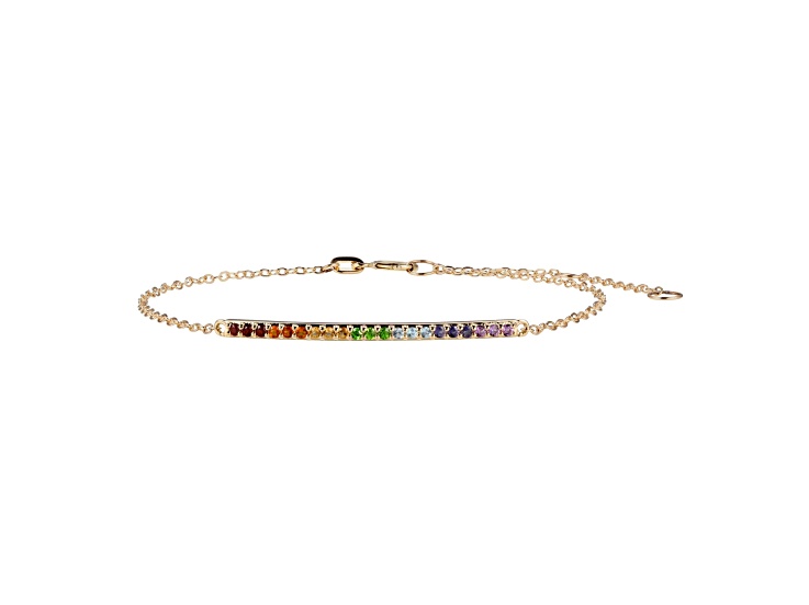 Multi-Gemstone 10k Yellow Gold Bracelet 0.61ctw