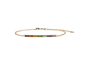 Multi-Gemstone 10k Yellow Gold Bracelet 0.61ctw
