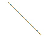 14k Yellow Gold and Rhodium Over 14k Yellow Gold Blue Topaz and Diamond Bracelet