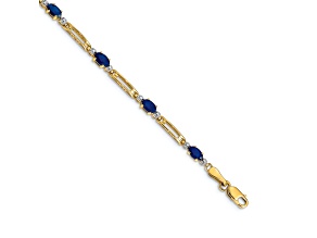 14k Yellow Gold and Rhodium Over 14k Yellow Gold Sapphire and Diamond Bracelet