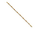 14k Yellow Gold and Rhodium Over 14k Yellow Gold Citrine and Diamond Bracelet