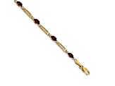 14k Yellow Gold and Rhodium Over 14k Yellow Gold Garnet and Diamond Bracelet