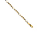 14k Yellow Gold and Rhodium Over 14k Yellow Gold Opal and Diamond Bracelet