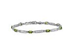 Rhodium Over 14k White Gold Peridot and Diamond Bracelet