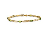 14k Yellow Gold and Rhodium Over 14k Yellow Gold Peridot and Diamond Bracelet