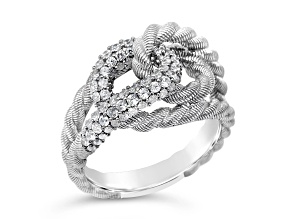 Judith Ripka 1.10ctw Bella Luce® Diamond Simulant Rhodium Over Sterling Silver Pave Link Ring