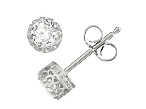 Round Lab Created White Sapphire Sterling Silver Children's Stud Earrings 0.54ctw
