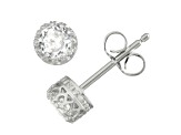 Lab Created White Sapphire Sterling Silver Childrens Stud Earrings 0.54ctw