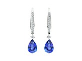 14K White Gold Pear Shape Tanzanite and Diamond Earrings 2.88ctw