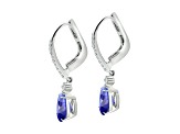 14K White Gold Pear Shape Tanzanite and Diamond Earrings 2.88ctw