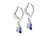 14K White Gold Pear Shape Tanzanite and Diamond Earrings 2.88ctw