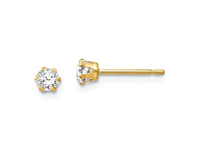 14k Yellow Gold 3mm Children's Cubic Zirconia Stud Earrings