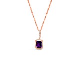 Octagonal Amethyst and Cubic Zirconia 18K Rose Gold Over Sterling Silver Pendant with chain, 1.81ctw