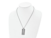 White Cubic Zirconia Stainless Steel Black IP-plated Men's Pendant With Chain