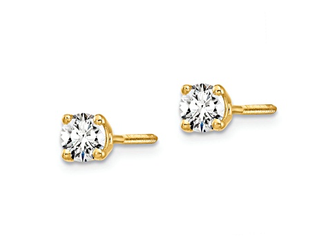 14K Yellow Gold Certified Lab Grown Diamond 1/2ct. VS/SI GH+, Screw Back Earrings