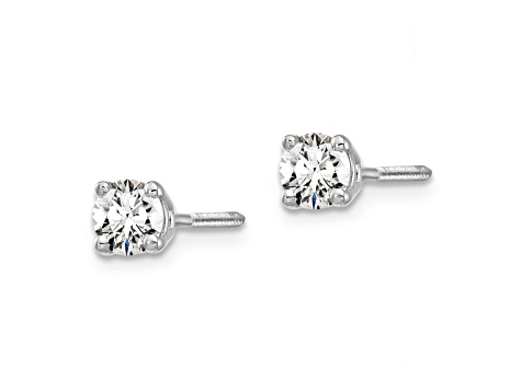 Rhodium Over 14K Gold Certified Lab Grown Diamond 1/2ct. VS/SI GH+, Screw Back Earrings