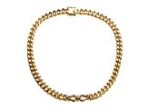 Clear Cubic Zirconia, 14k Gold Plated over Brass Miami Cuban Chain Door Knocker Necklace