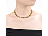 Clear Cubic Zirconia, 14k Gold Plated over Brass Miami Cuban Chain Door Knocker Necklace