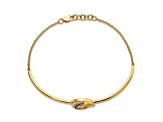 14k Yellow Gold and Rhodium Over 14k Yellow Gold Diamond and Sapphire Moon and Star Bar Bracelet
