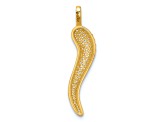 14k Yellow Gold Polished Cubic Zirconia Large Italian Horn Pendant