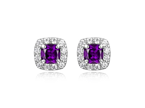 Purple Amethyst Platinum Over Sterling Silver Earrings