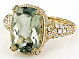 Judith Ripka 6.22ct Mint Quartz And 1.87ctw Bella Luce Diamond Simulant 14K Gold Clad Ring