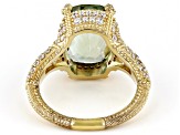 Judith Ripka 6.22ct Mint Quartz And 1.87ctw Bella Luce Diamond Simulant 14K Gold Clad Ring