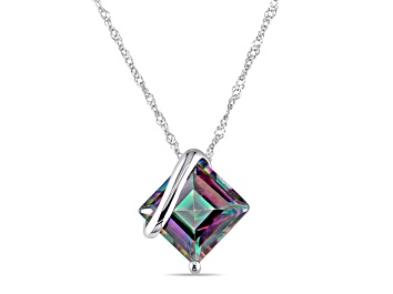 Picture of Exotic Green Topaz 10K White Gold Pendant With Chain 3.00ctw