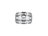 White Cubic Zirconia Platinum Over Sterling Silver Three Row Band Ring 4.62ctw