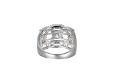 White Cubic Zirconia Platinum Over Sterling Silver Three Row Band Ring 4.62ctw