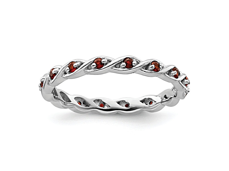 Sterling Silver Stackable Expressions Garnet Ring 0.35ctw